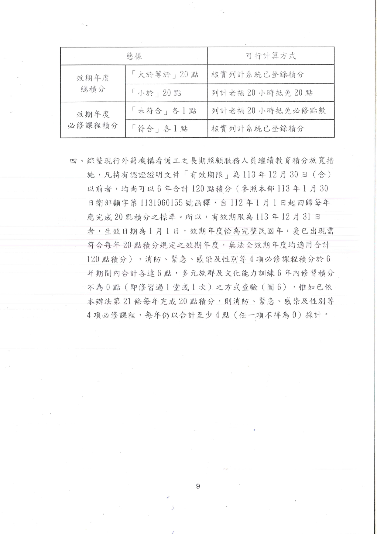 1130023檢送長期照顧服務人員認證證明文件效期更新之繼續教育證明文件審認作業注意事項1份，請查照並轉知轄內長照服務提供單位。_page-0010